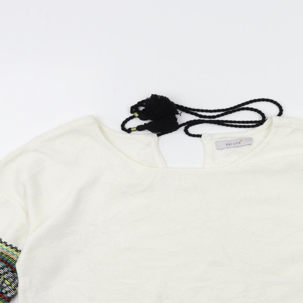 Per Una Womens White  Knit Pullover Jumper Size 14