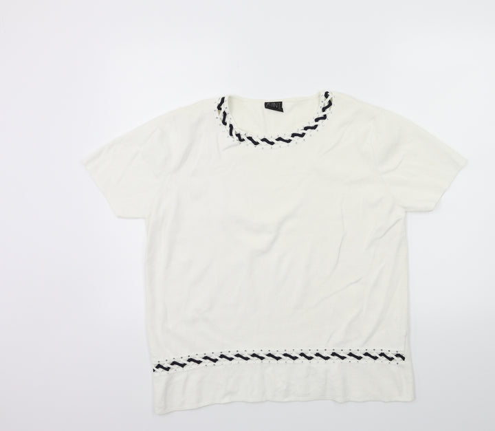 Avanti Womens White Knit Pullover Jumper Size L