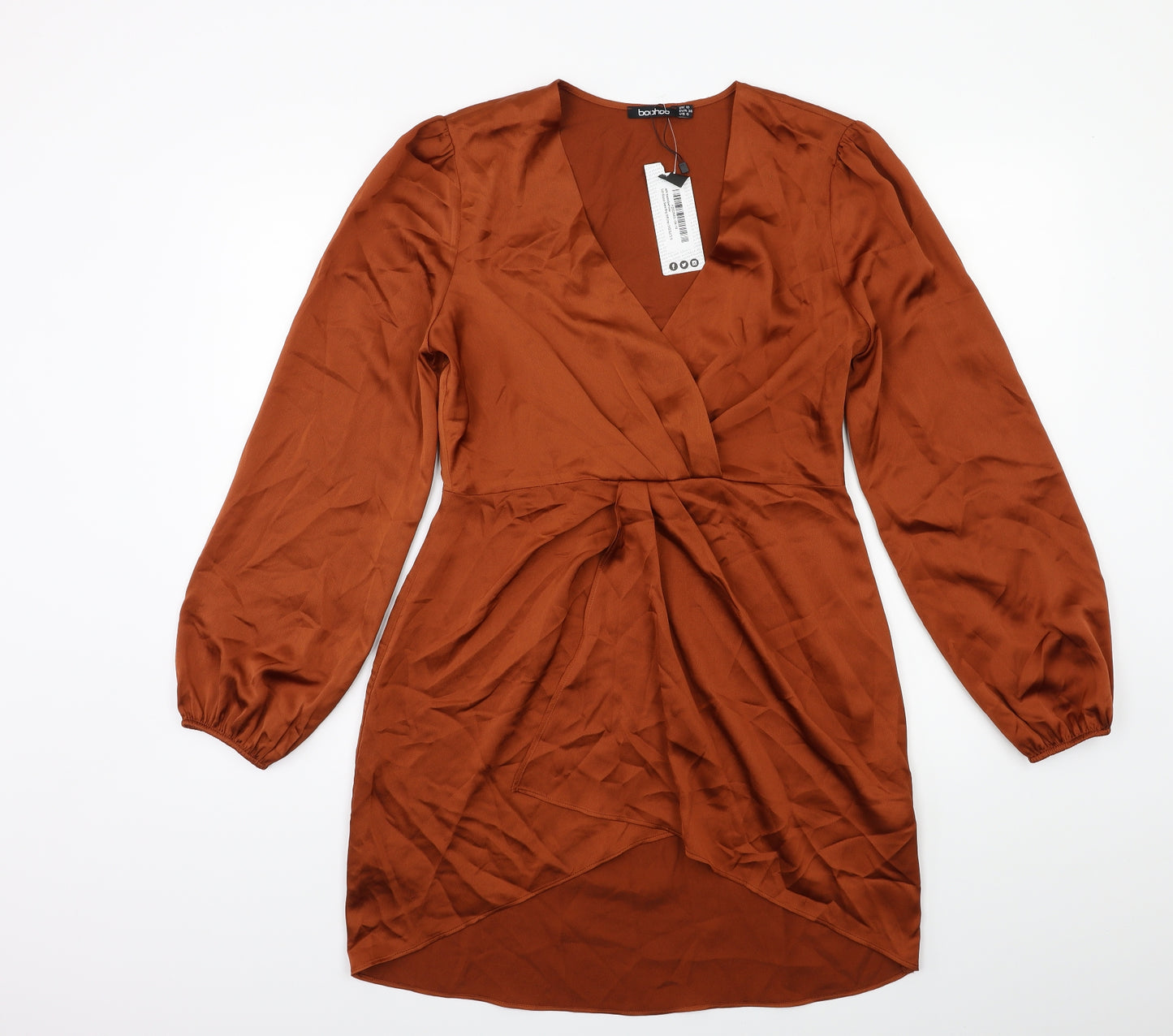 Boohoo Womens Brown   Wrap Dress  Size 10