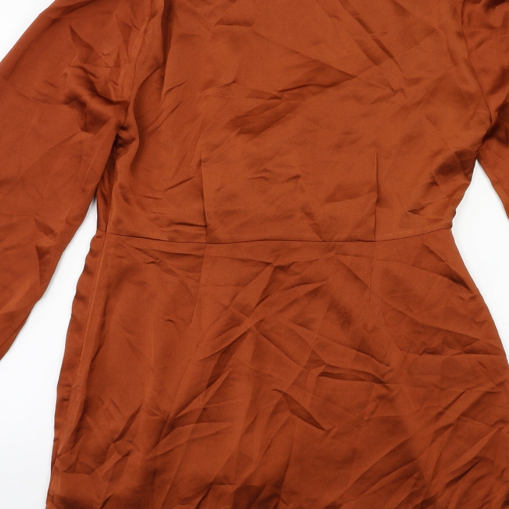 Boohoo Womens Brown   Wrap Dress  Size 10