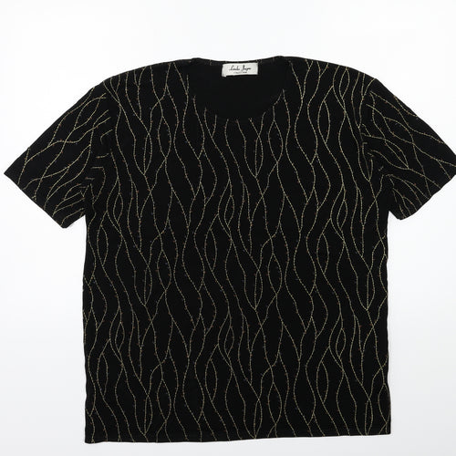 LINDA JAYNE Womens Black   Basic T-Shirt Size 8