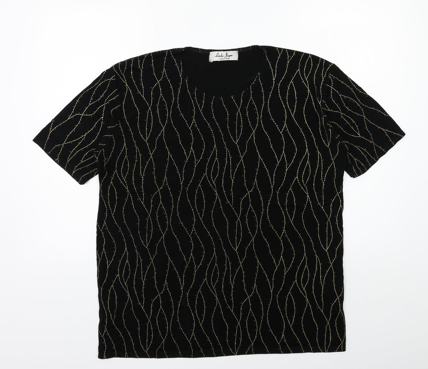 LINDA JAYNE Womens Black   Basic T-Shirt Size 8