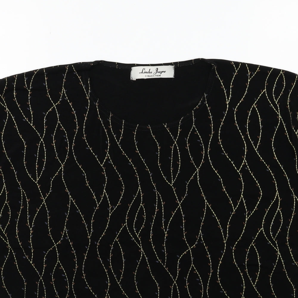 LINDA JAYNE Womens Black   Basic T-Shirt Size 8