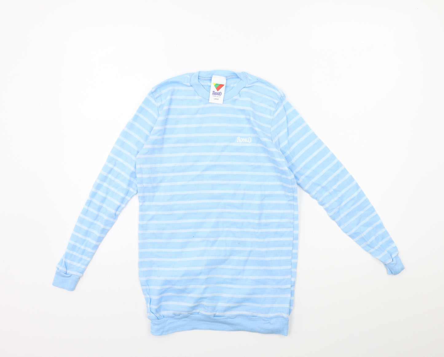 Rodeo Boys Blue Striped  Basic T-Shirt Size 8 Years