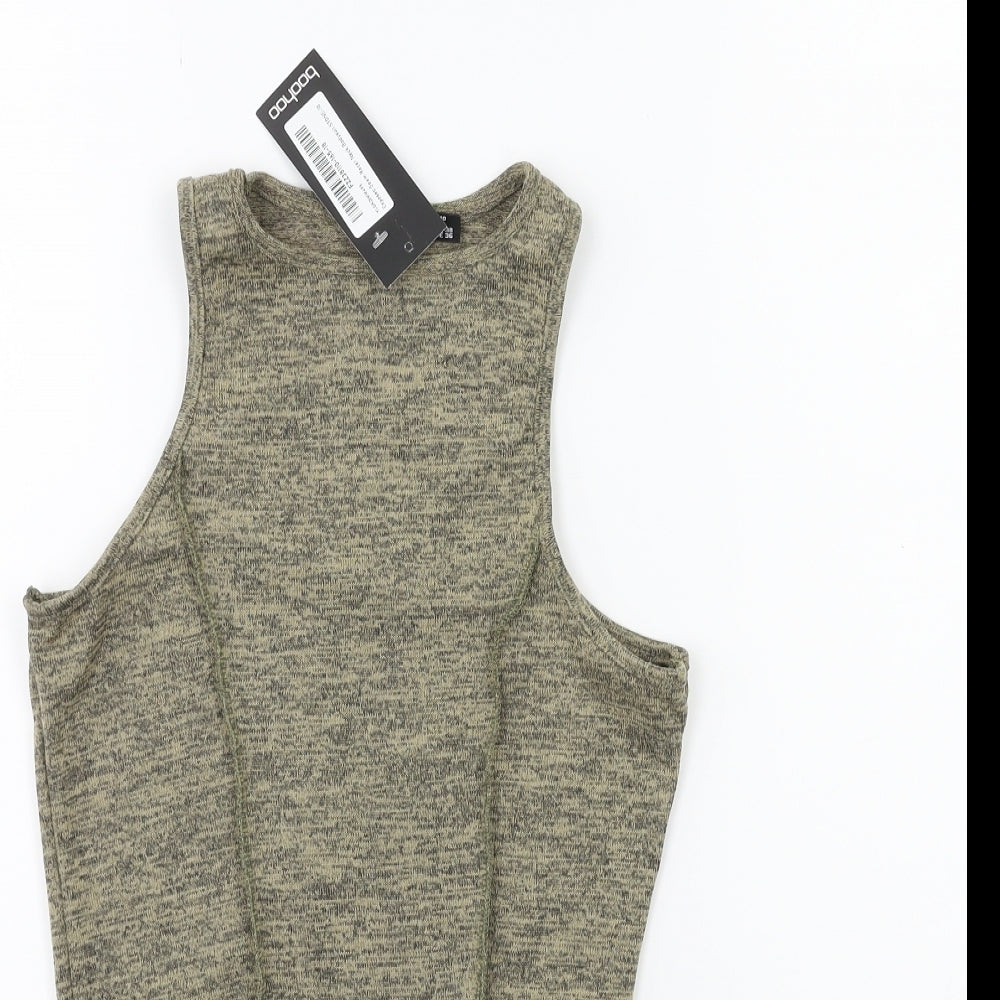 Boohoo Womens Green   Basic Tank Size 10  - bodysuit