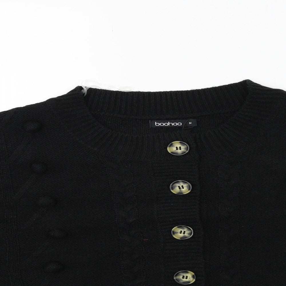 Boohoo Womens Black  Knit Cardigan Jumper Size M