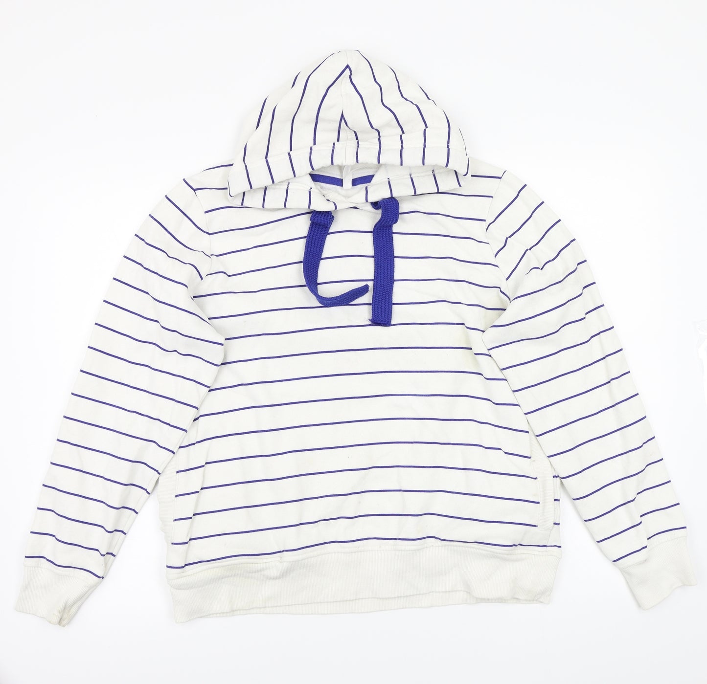 Marks and Spencer Womens White Striped  Pullover Hoodie Size 18