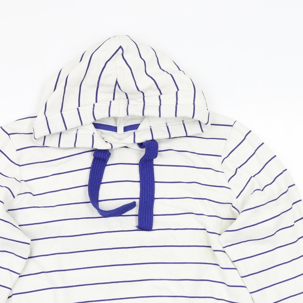 Marks and Spencer Womens White Striped  Pullover Hoodie Size 18