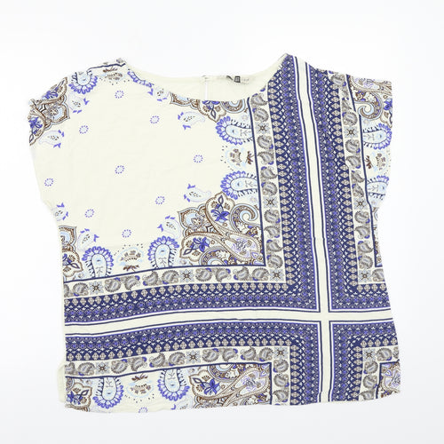 F&FF Womens White Paisley  Basic Blouse Size 14