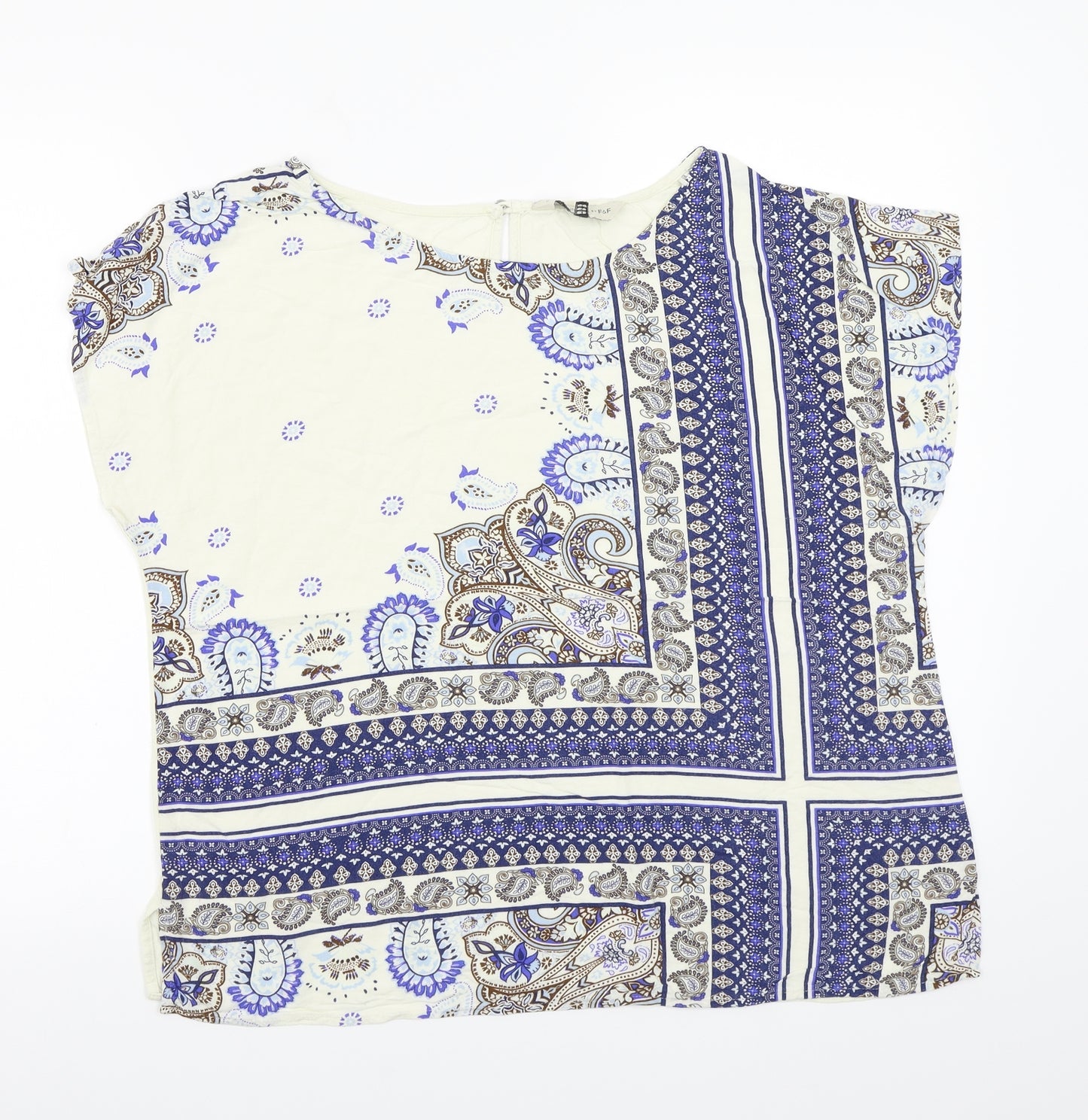F&FF Womens White Paisley  Basic Blouse Size 14