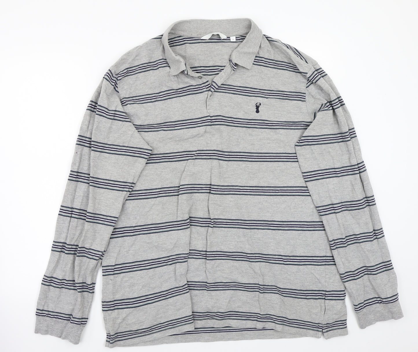NEXT Mens Grey Striped   Polo Size 2XL