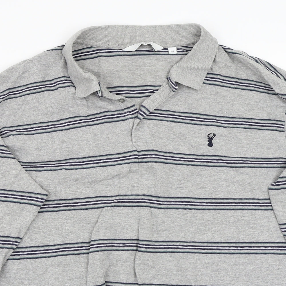 NEXT Mens Grey Striped   Polo Size 2XL