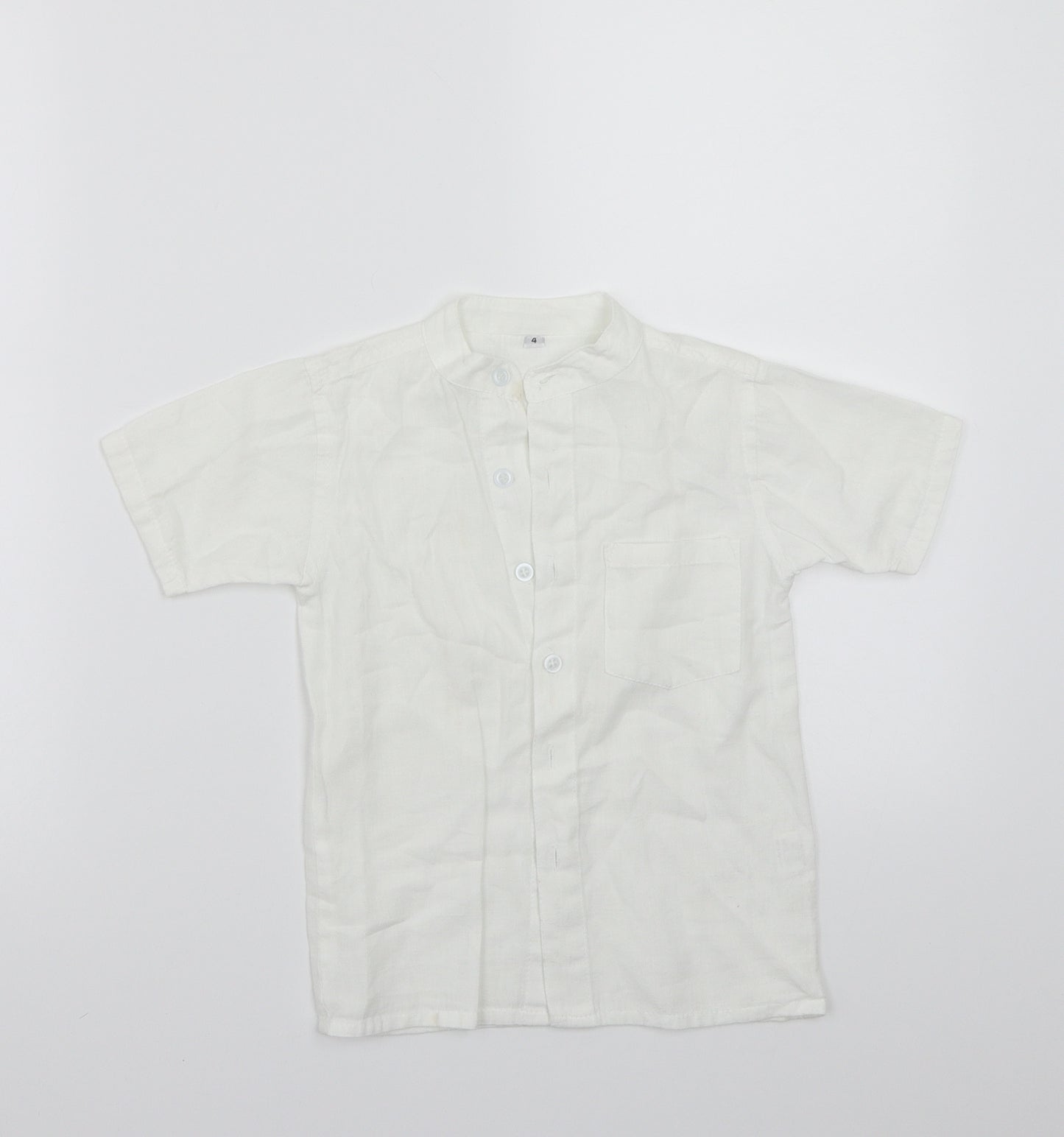 Preworn Boys White  Rayon Basic Button-Up Size 4 Years