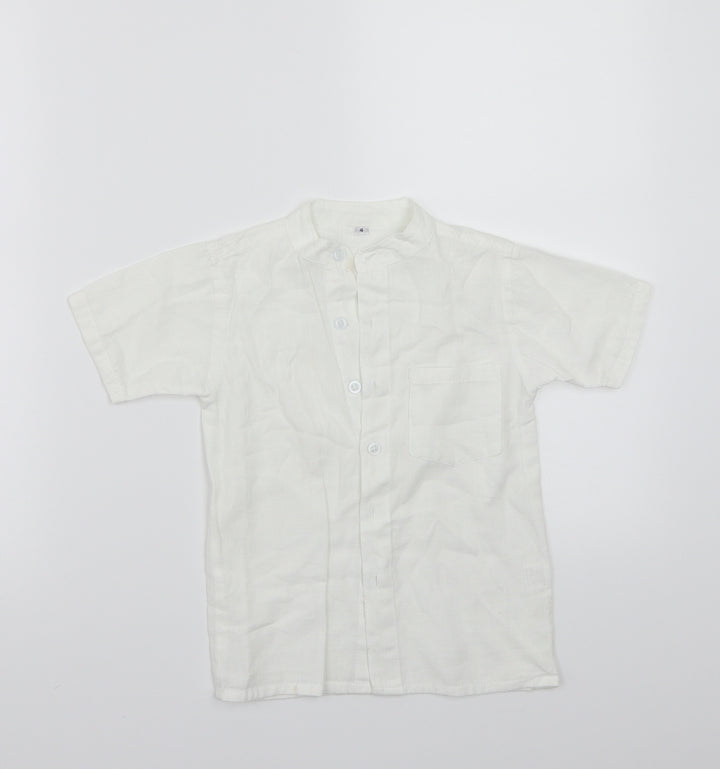 Preworn Boys White  Rayon Basic Button-Up Size 4 Years