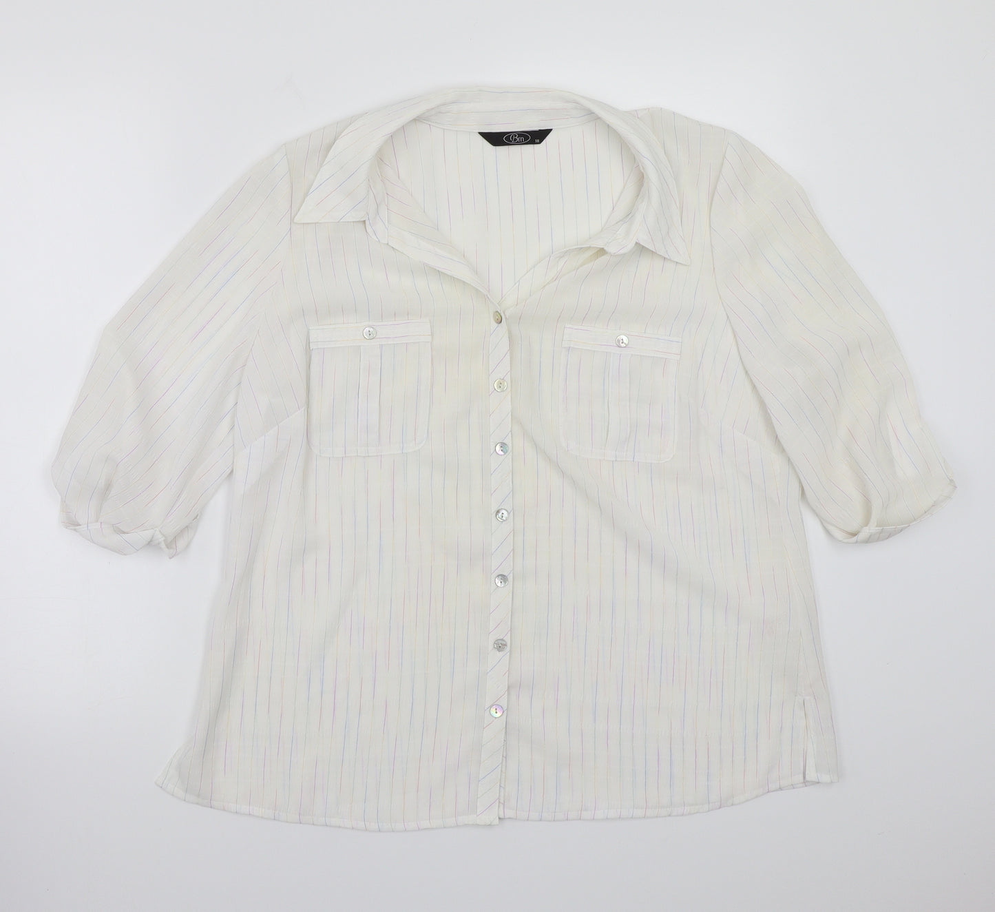 BM Womens White   Basic Button-Up Size 18