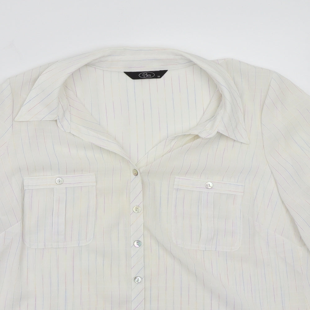 BM Womens White   Basic Button-Up Size 18