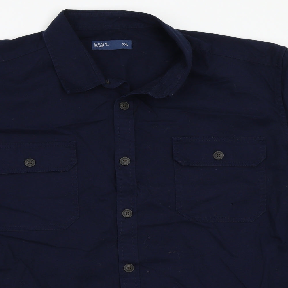 Easy Mens Blue    Button-Up Size 2XL