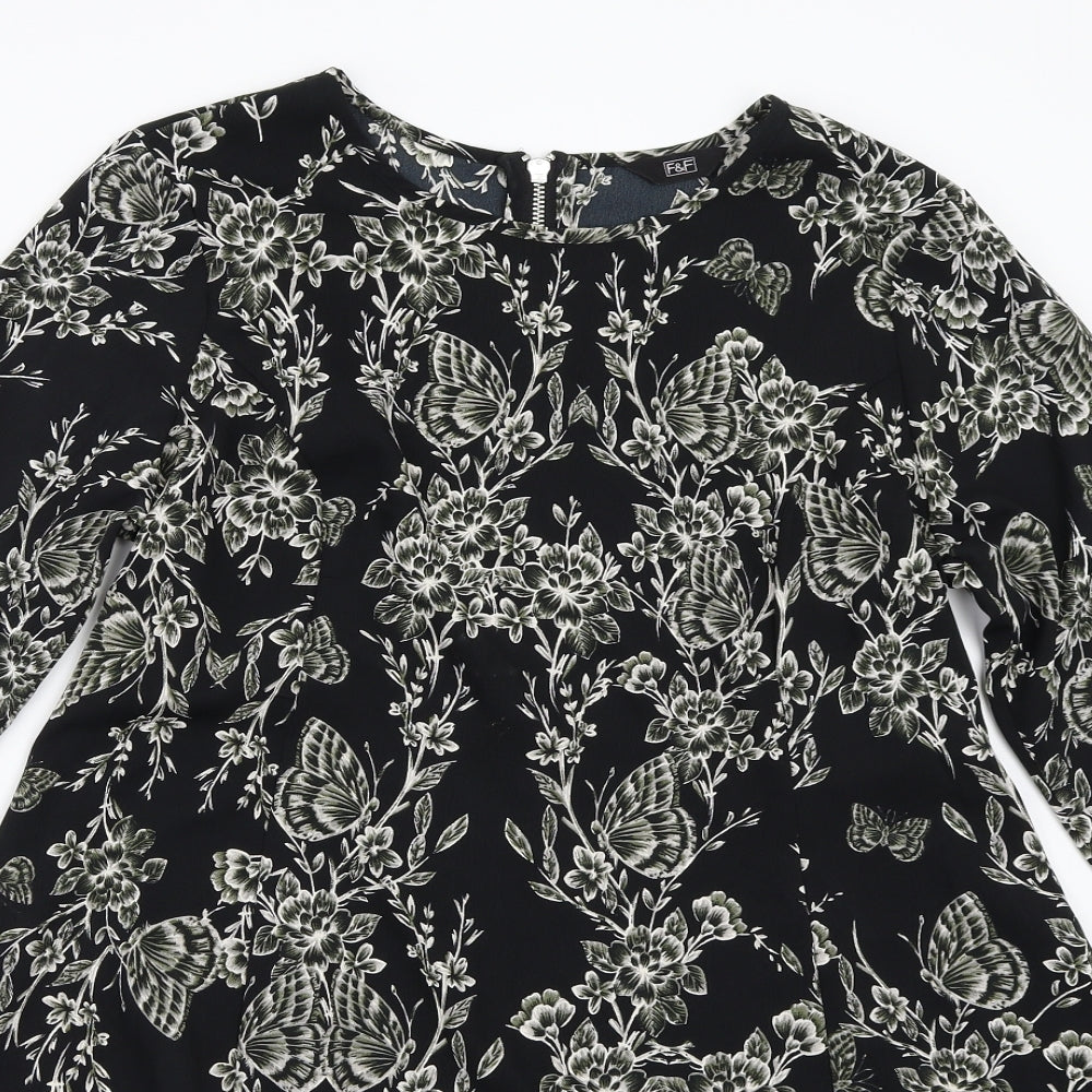 F&F Womens Black Floral  A-Line  Size 20