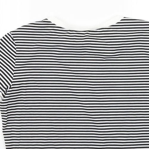 Preworn Womens White Striped  Basic T-Shirt Size XL