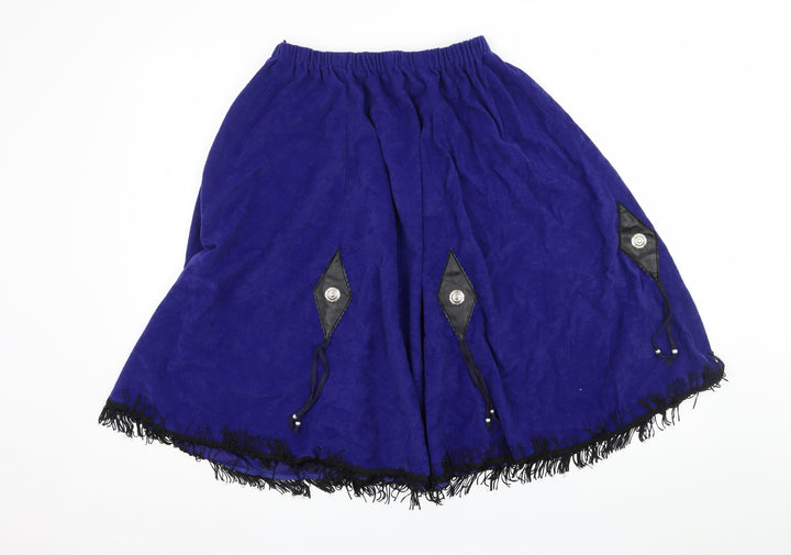 Doo Little Womens Blue Velour Flare Skirt Size M