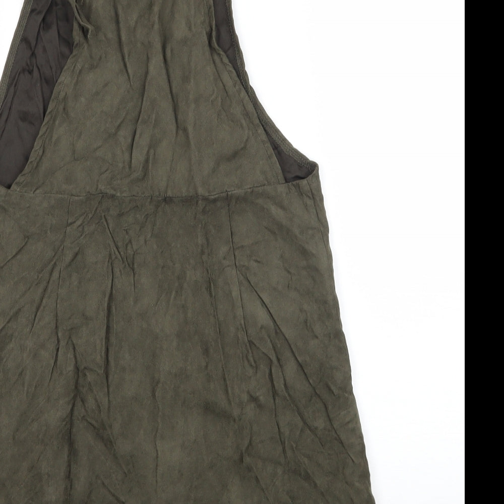 Atmosphere Womens Green  Velour Pinafore/Dungaree Dress  Size 12