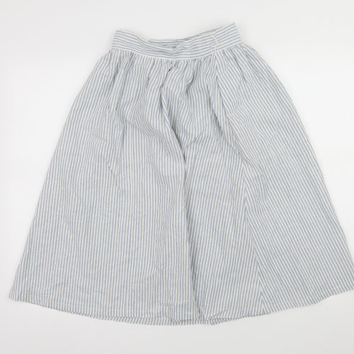 Preworn Womens Blue Striped  Wrap Skirt Size 26 in
