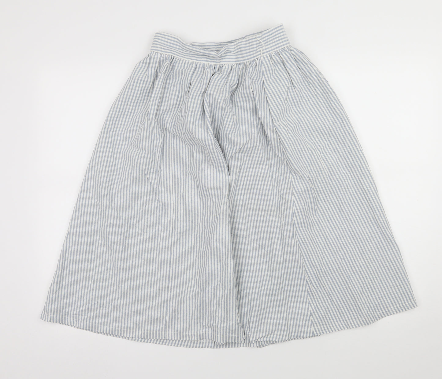 Preworn Womens Blue Striped  Wrap Skirt Size 26 in