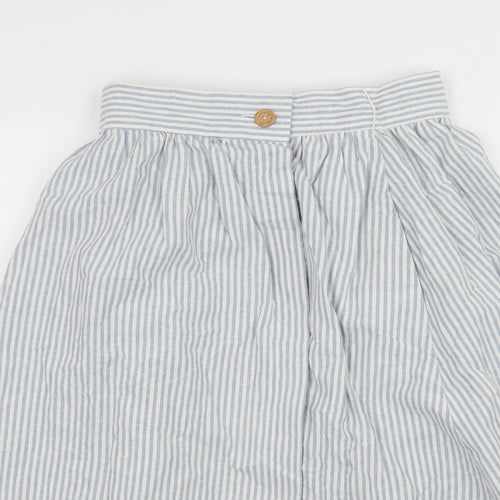 Preworn Womens Blue Striped  Wrap Skirt Size 26 in