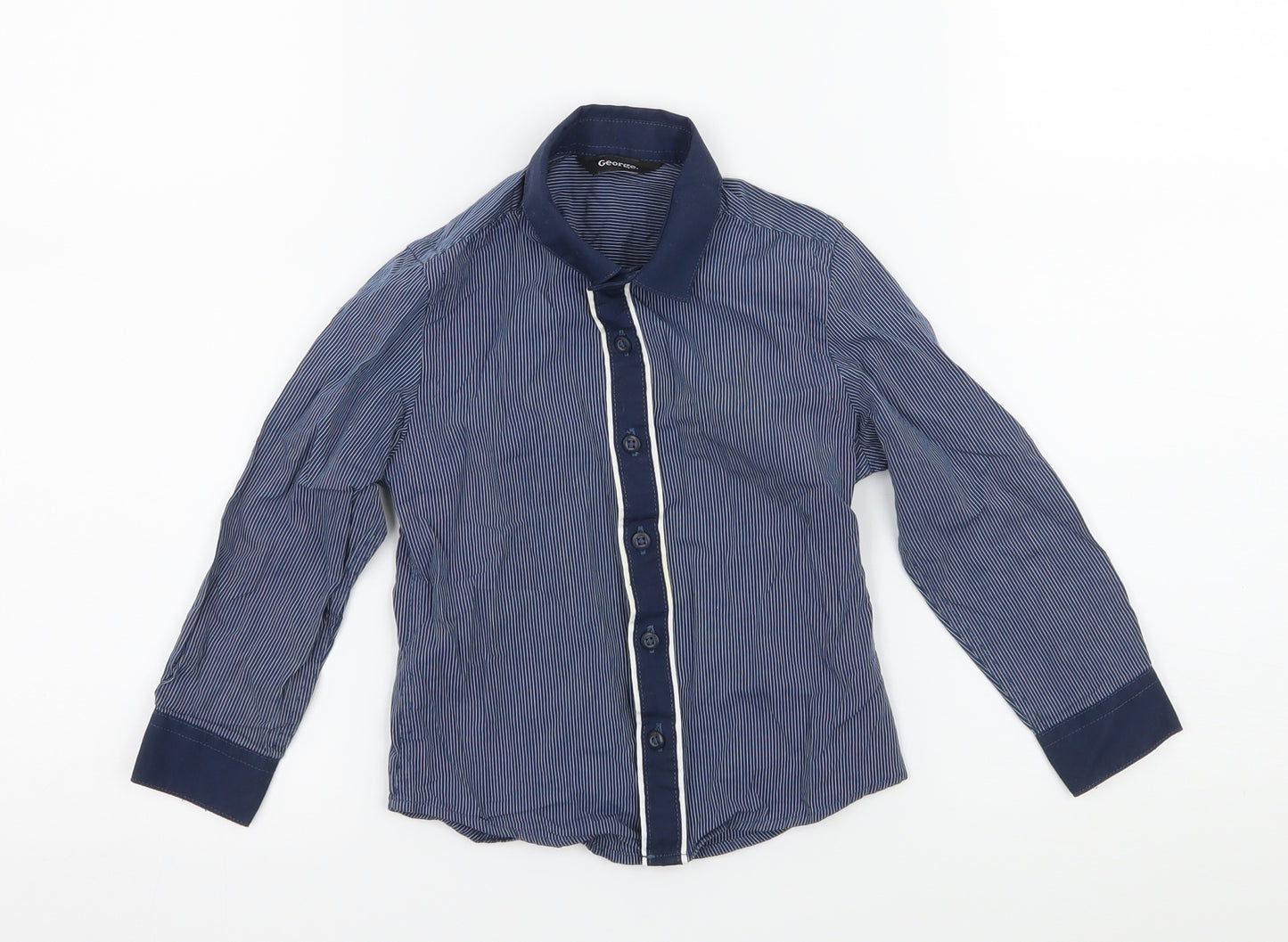 George Boys Blue Striped  Basic Button-Up Size 2-3 Years