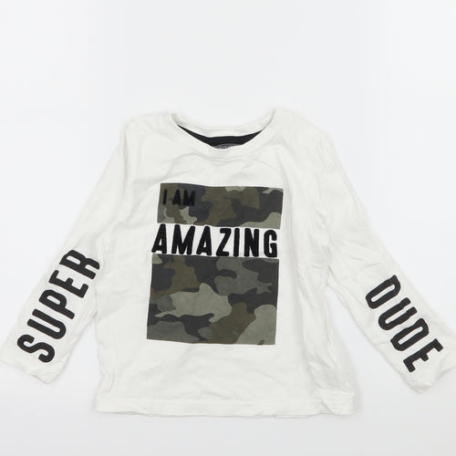 Primark Boys White Camouflage Jersey Basic T-Shirt Size 2-3 Years  - I Am Amazing