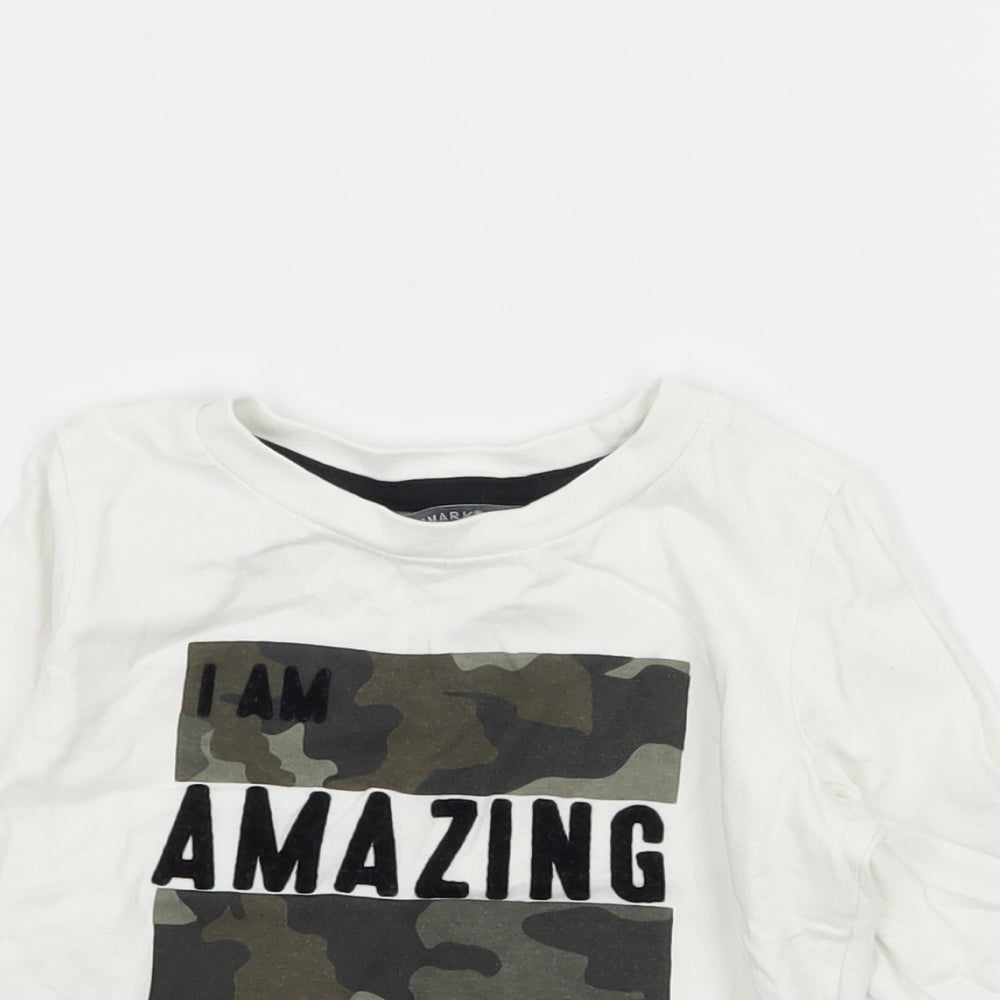 Primark Boys White Camouflage Jersey Basic T-Shirt Size 2-3 Years  - I Am Amazing
