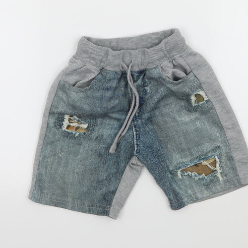 Just Kids Boys Green Geometric Jersey Sweat Shorts Size 4-5 Years