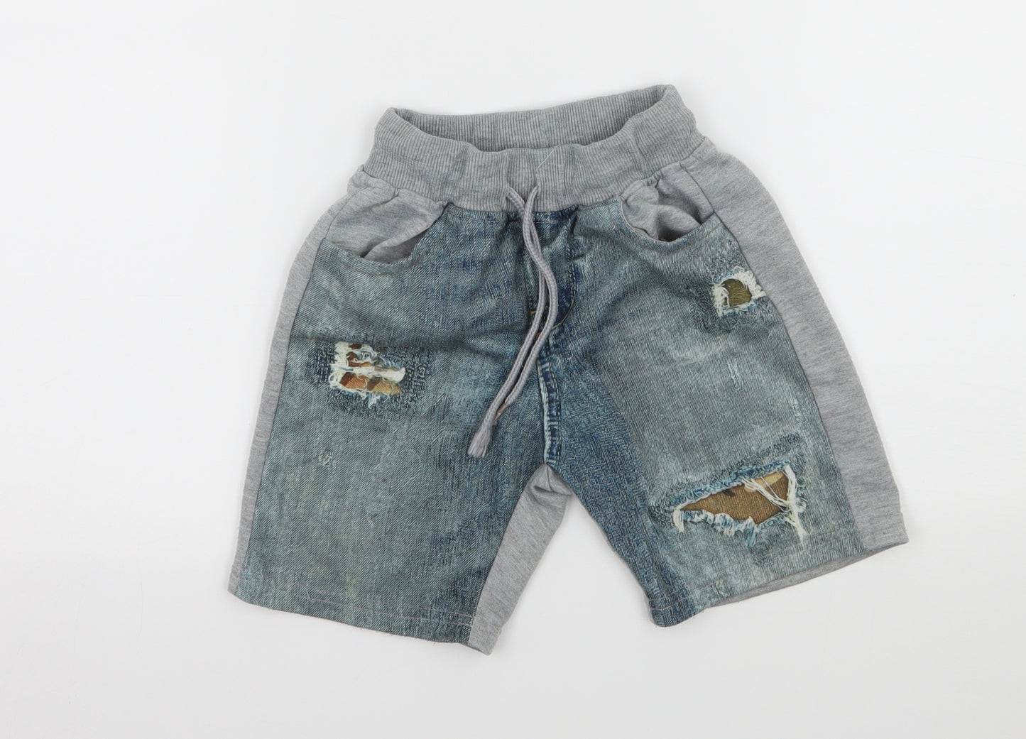 Just Kids Boys Green Geometric Jersey Sweat Shorts Size 4-5 Years