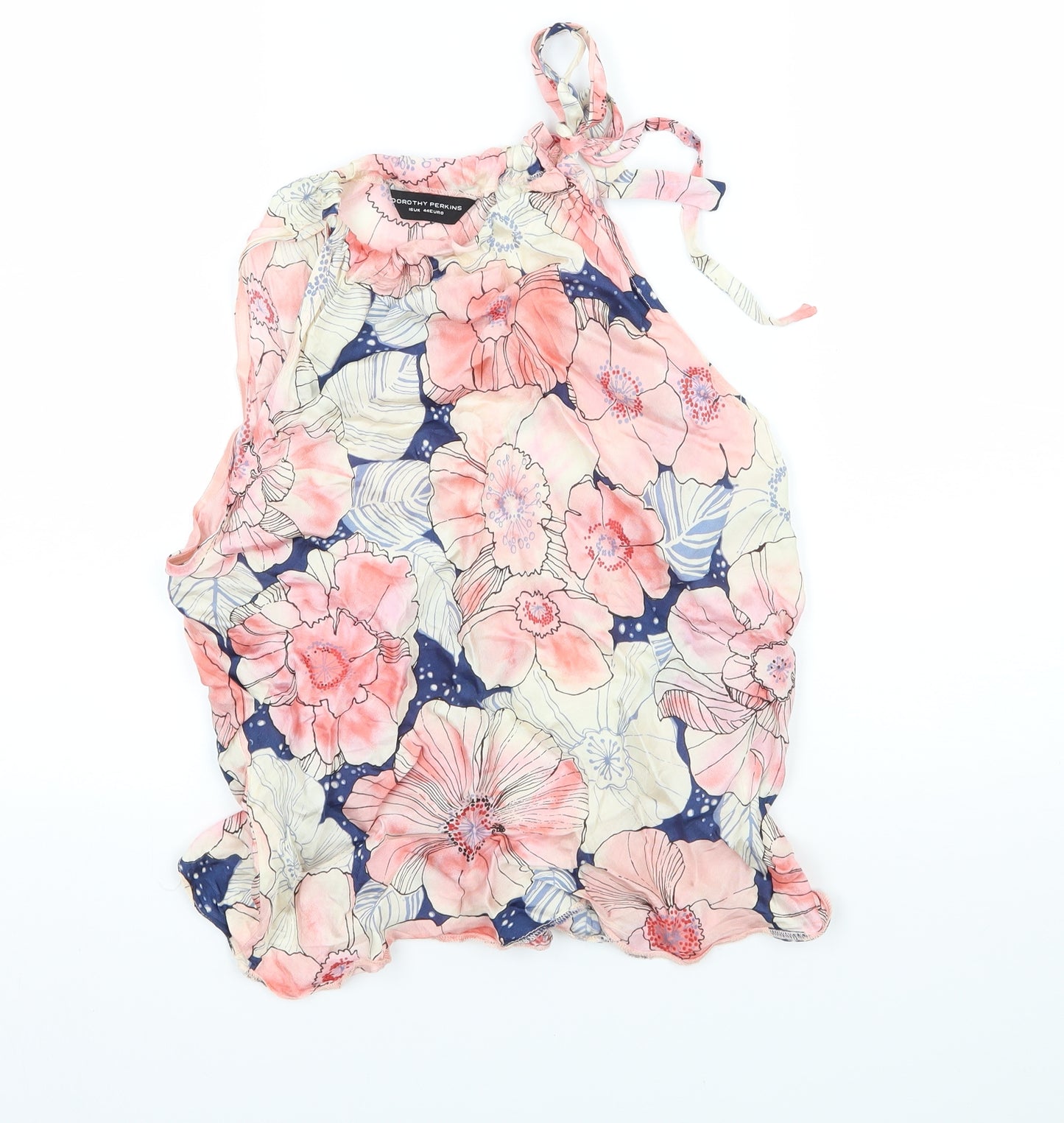 Dorothy Perkins Womens Pink Floral Satin Basic Blouse Size 16