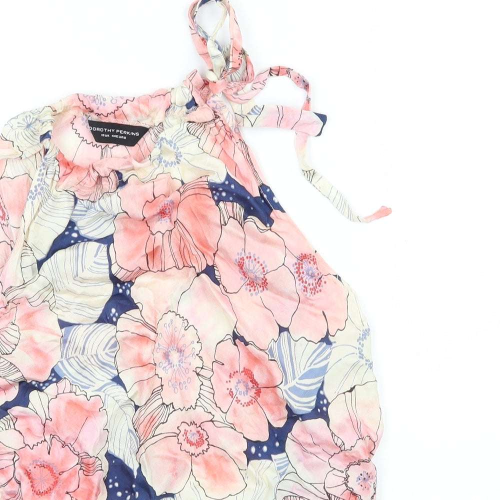 Dorothy Perkins Womens Pink Floral Satin Basic Blouse Size 16