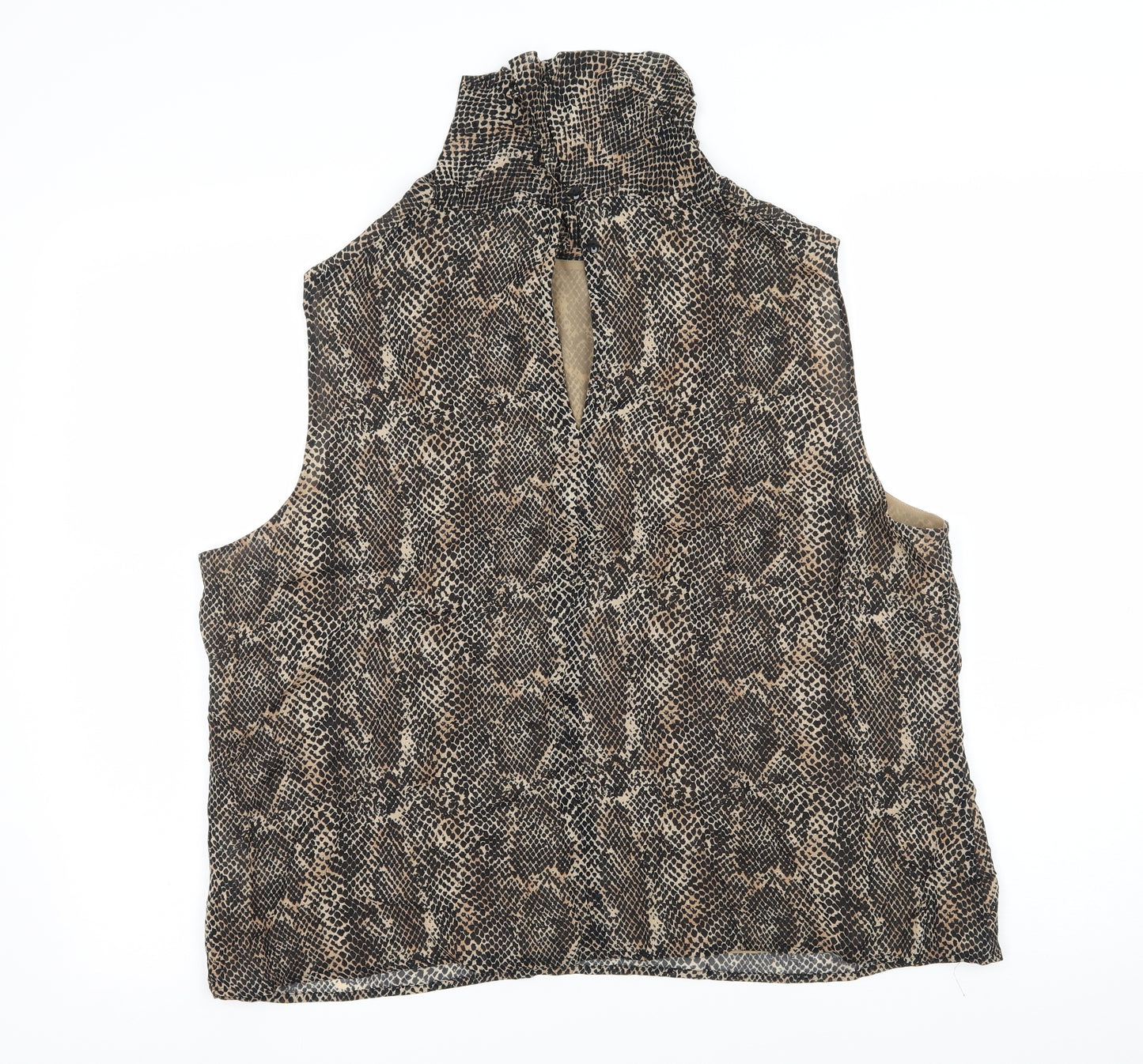 St Michael Womens Brown Animal Print  Basic Blouse Size 22