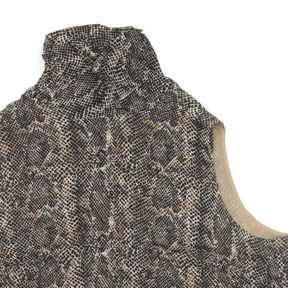 St Michael Womens Brown Animal Print  Basic Blouse Size 22