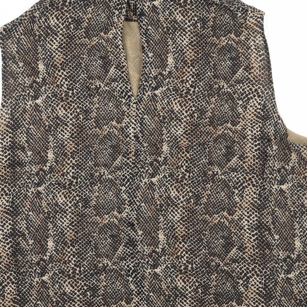 St Michael Womens Brown Animal Print  Basic Blouse Size 22