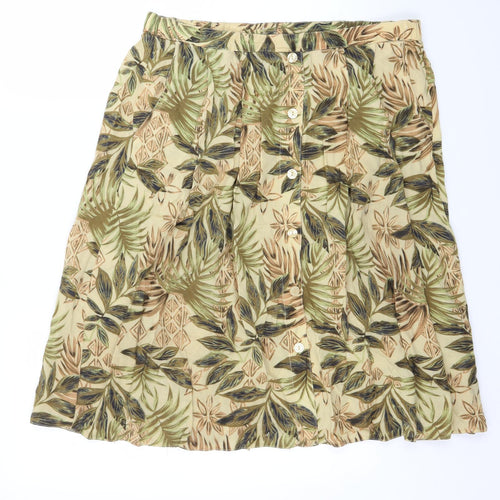 Preworn Womens Beige Floral  Flare Skirt Size 36 in