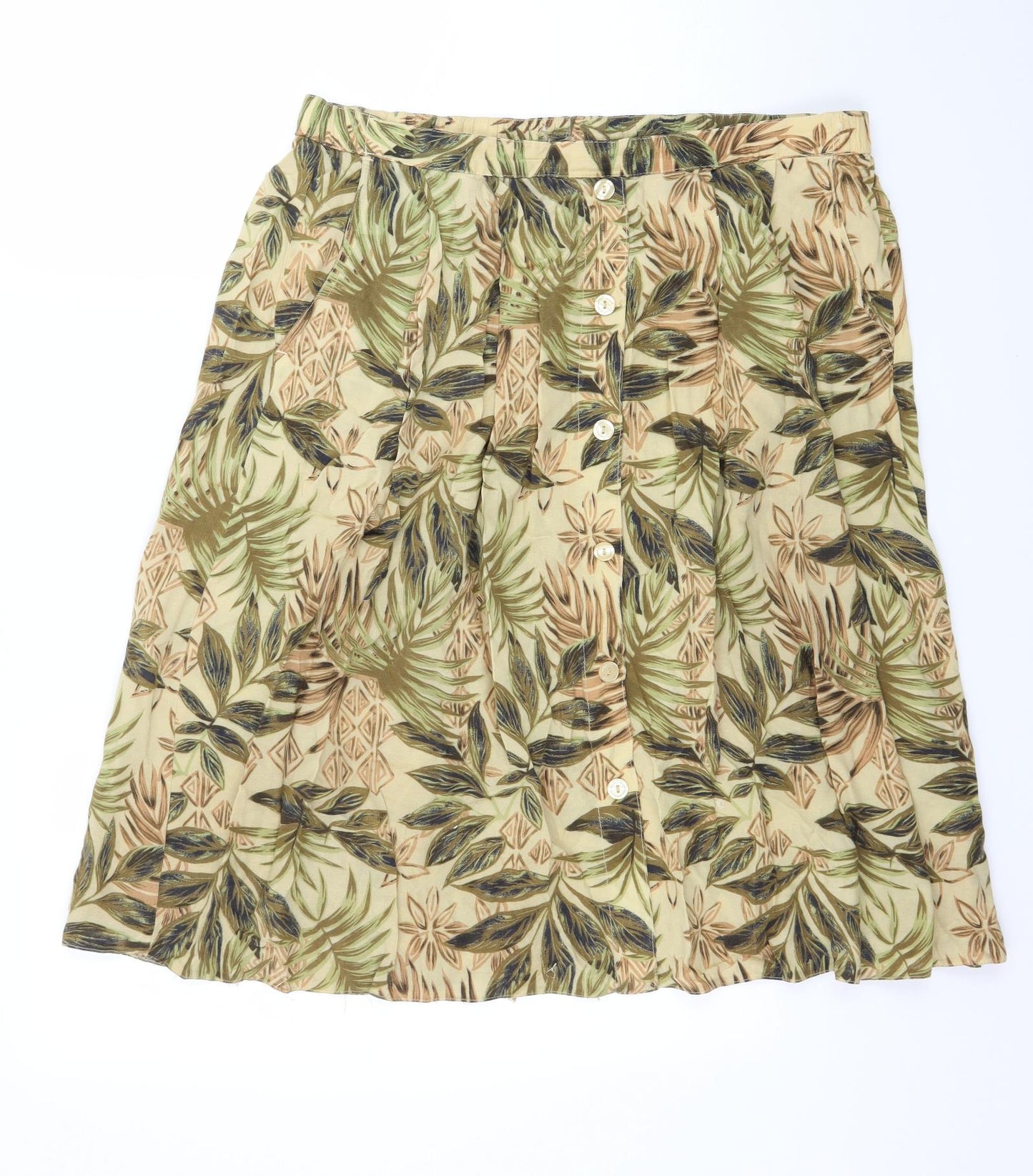 Preworn Womens Beige Floral  Flare Skirt Size 36 in
