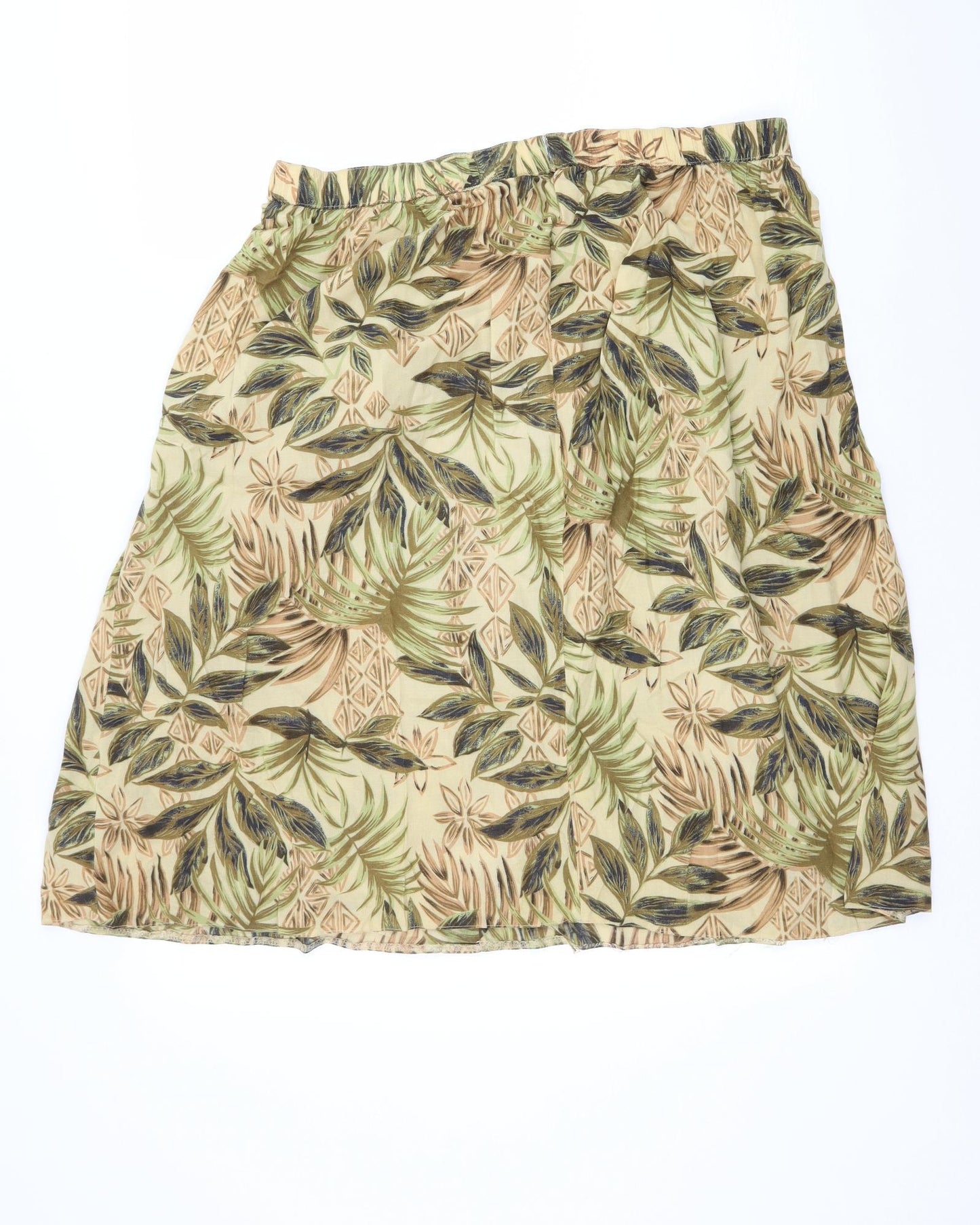 Preworn Womens Beige Floral  Flare Skirt Size 36 in