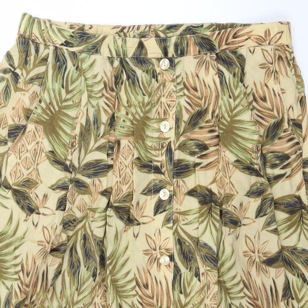 Preworn Womens Beige Floral  Flare Skirt Size 36 in