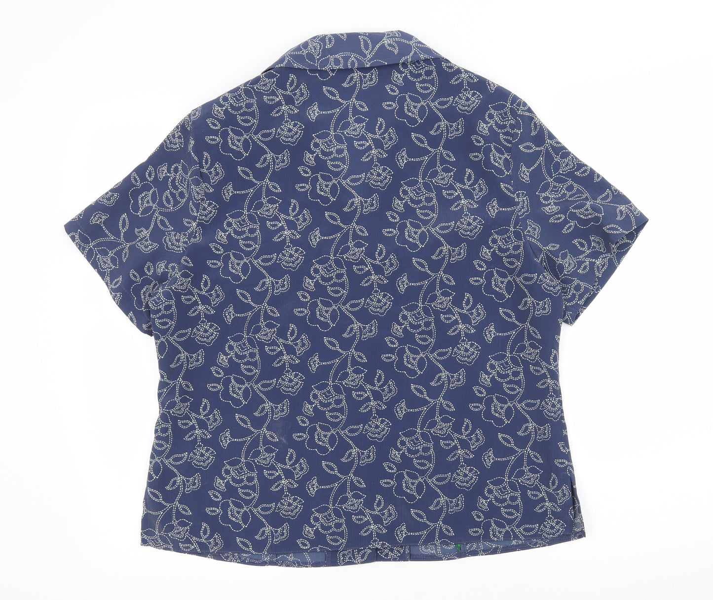 EWM Womens Blue Floral  Basic Blouse Size 14