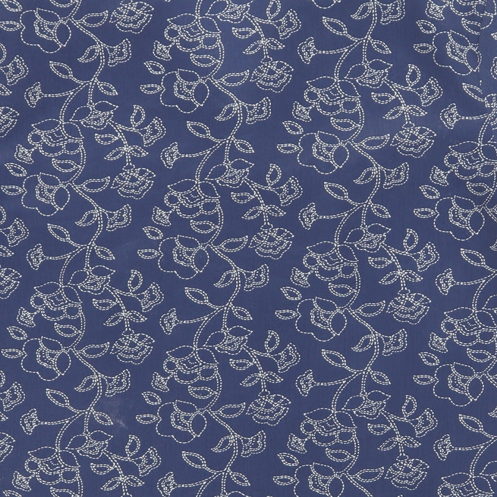 EWM Womens Blue Floral  Basic Blouse Size 14