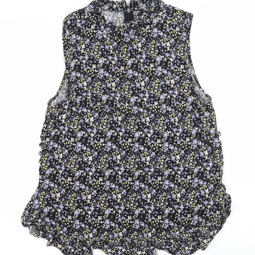 NEXT Womens Black Floral  Basic Blouse Size 8