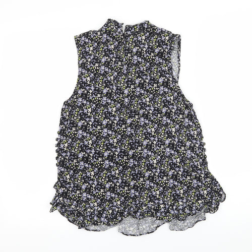 NEXT Womens Black Floral  Basic Blouse Size 8