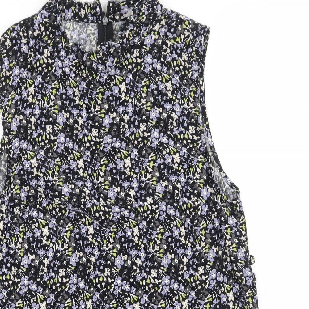 NEXT Womens Black Floral  Basic Blouse Size 8
