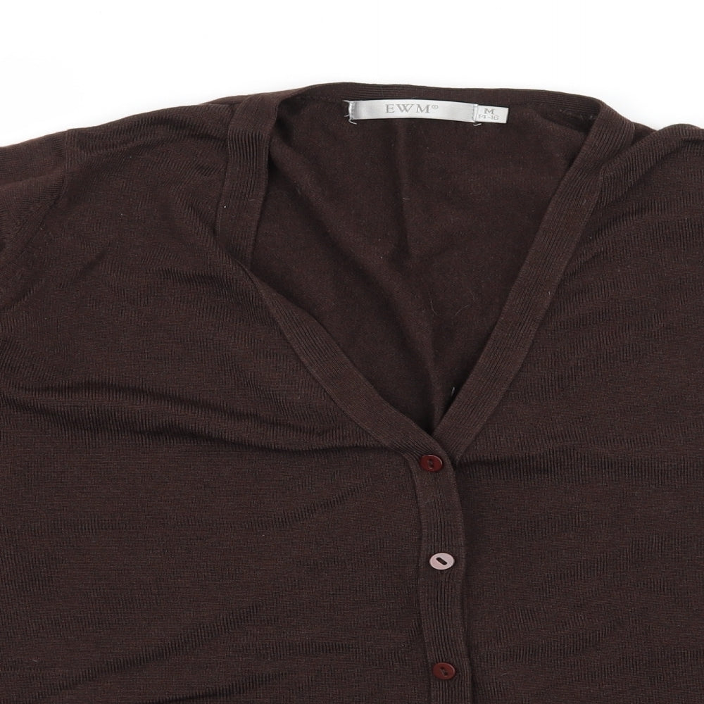 EWM Womens Brown  Knit Cardigan Jumper Size 14