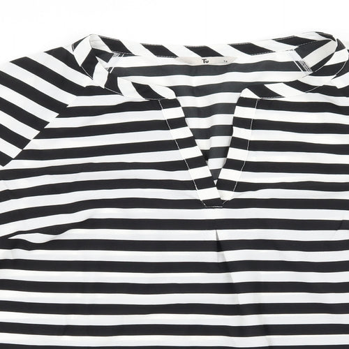 TU Womens Black Striped  Basic Blouse Size 12