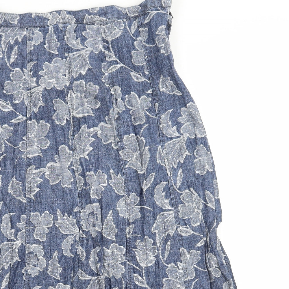 Marks and Spencer Womens Blue Floral  Flare Skirt Size 10